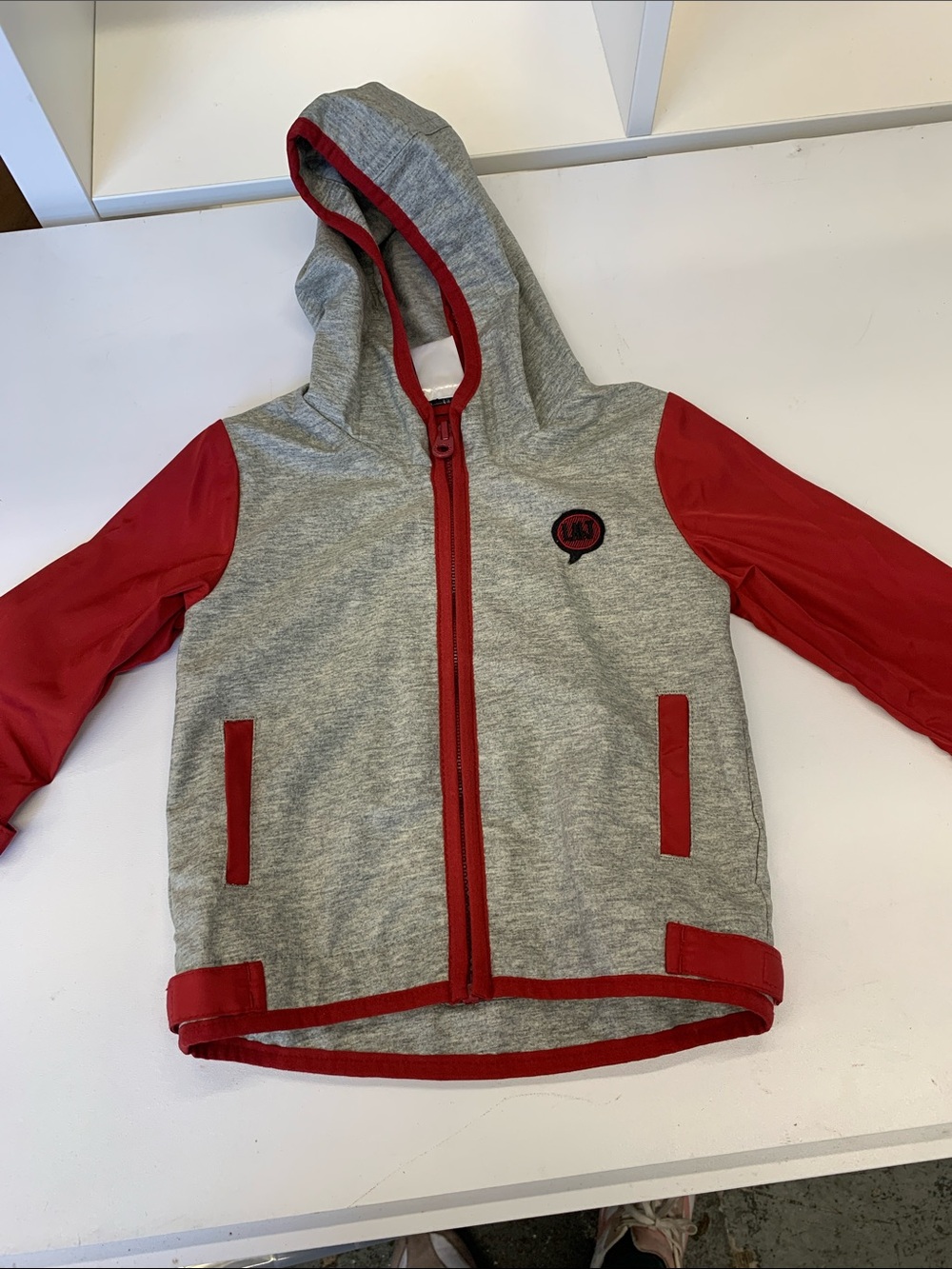 Little Marc Jacobs Gray and Red Hooded Zip Jacket